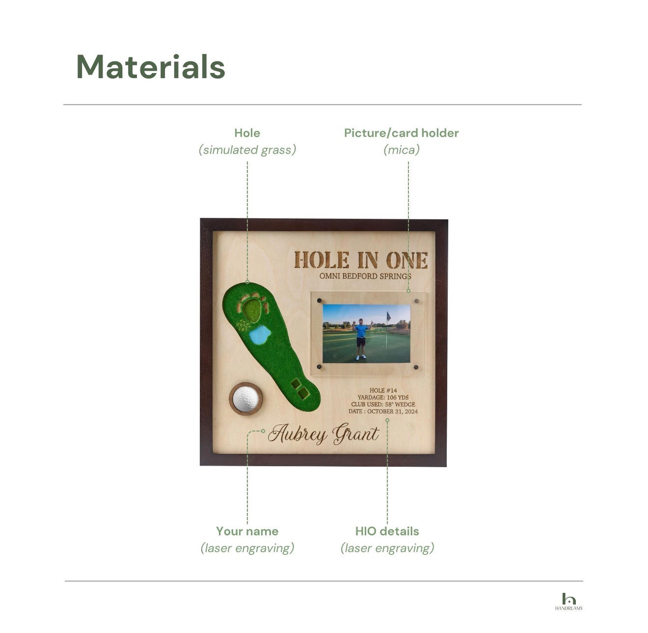 Ramă personalizată Premium pentru afișarea mingii de golf – Cadou pentru Hole in One & Eagle